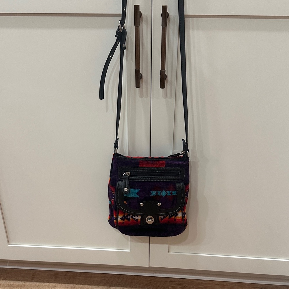 Colorful Southwest Patterned Crossbody Bag about 9” x 9”